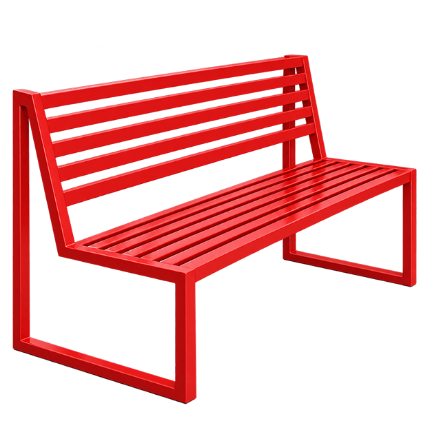 Modern Metal Slatted Bench