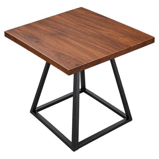 Square Wooden Café Table with Metal Frame