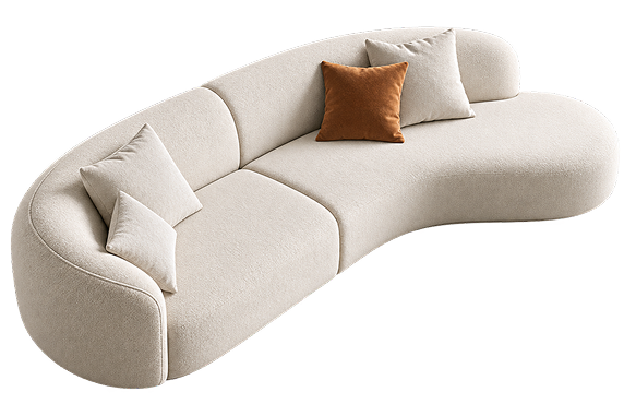 Contemporary Curved Bouclé Sofa