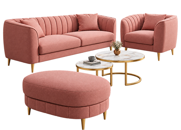 Blush Curve Sofa Set