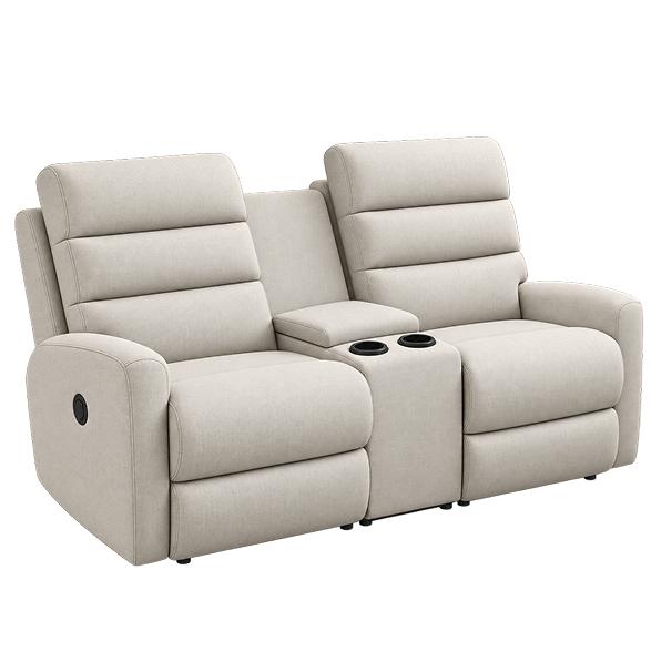 Dual Seater Recliner Sofa with Center Console and Cup Holders