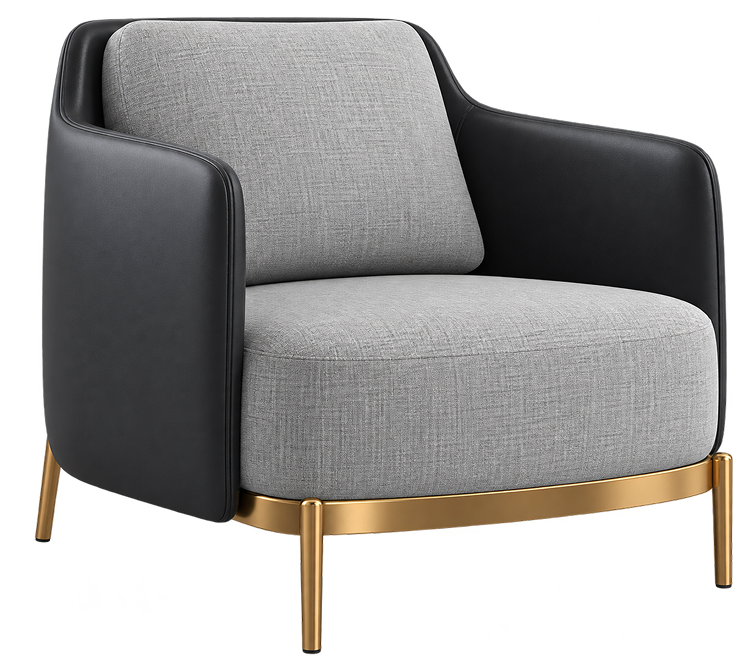 Modern Charcoal & Gold Lounge Chair