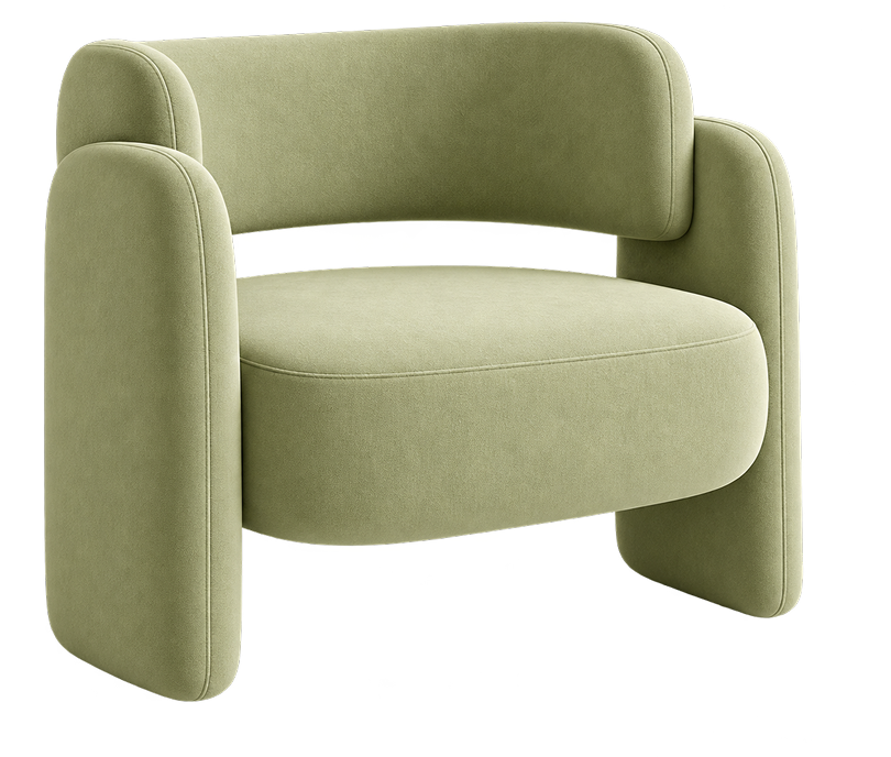 Sage Green Sculptural Armchair