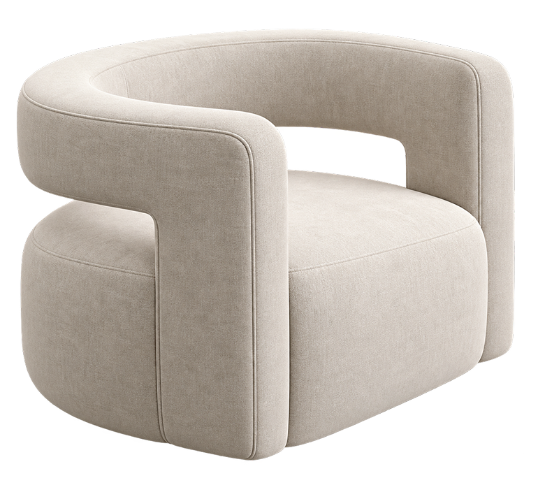 Cream Bouclé Walnut Accent Chair