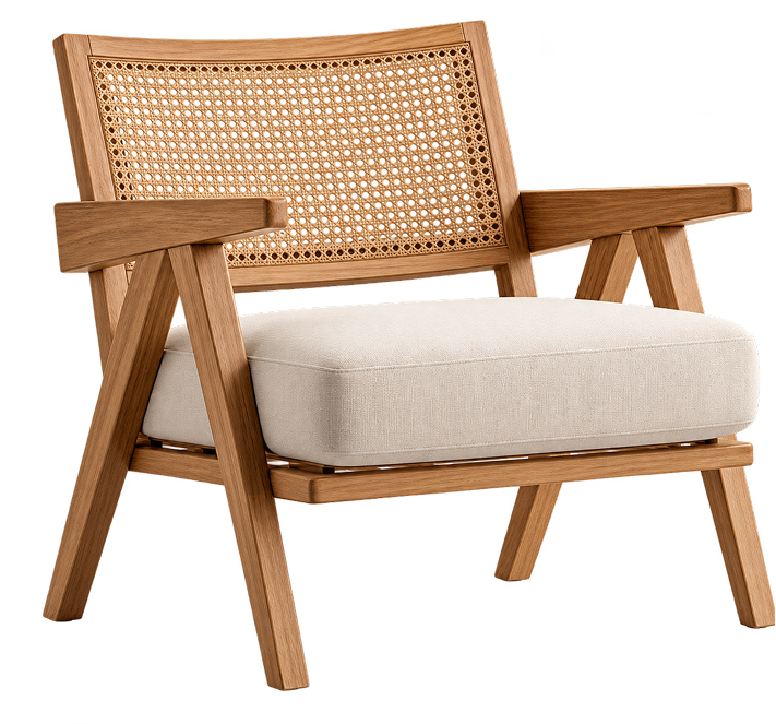 Mid-Century Cane Accent Chair