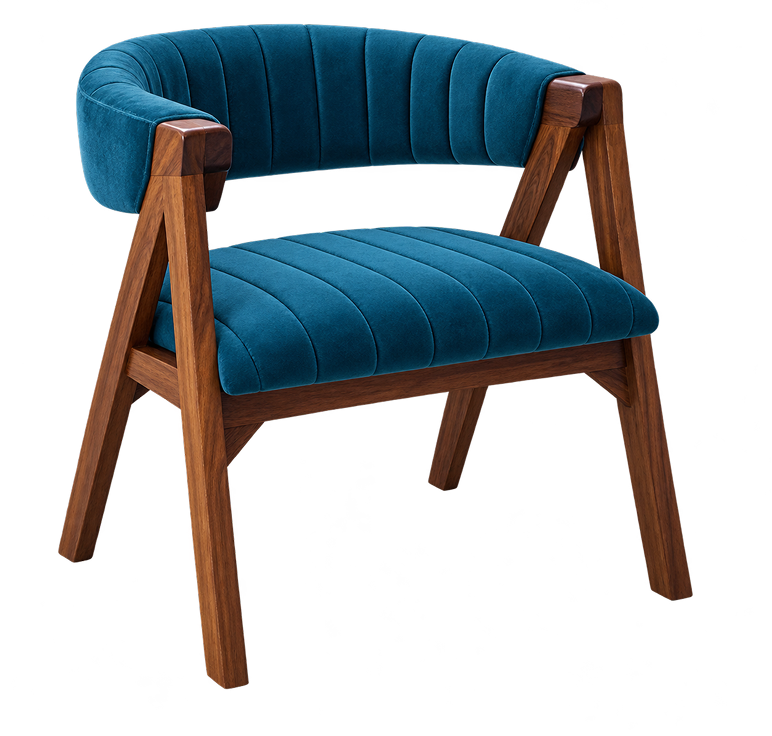 Teal Velvet Walnut Accent Chair
