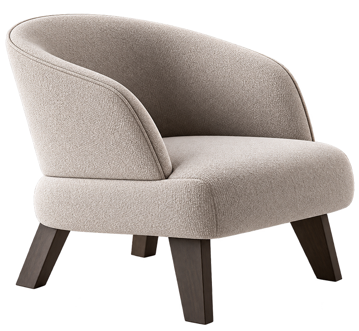 Taupe & Leather Swivel Barrel Chair