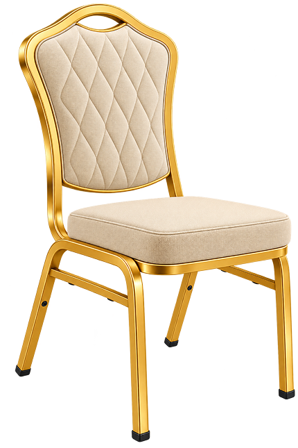 Elegant Gold-Frame Quilted Banquet Chair