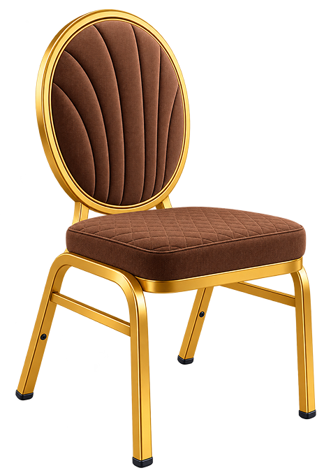 Luxury Gold-Frame Brown Banquet Chair