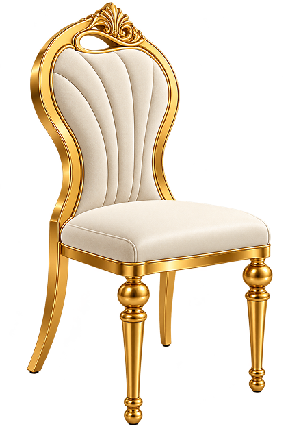 Ornate Gold and Ivory Luxury Banquet Chair