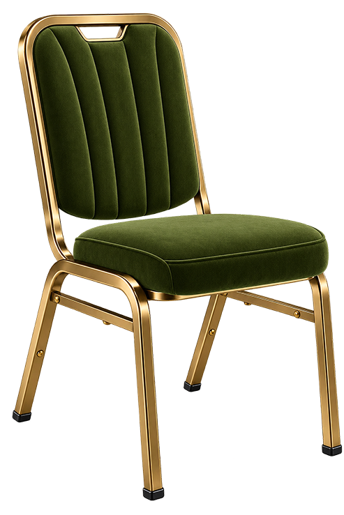 Olive Green Velvet Gold Banquet Chair