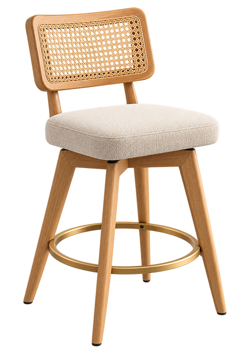 Modern Oak Cane Bar Stool