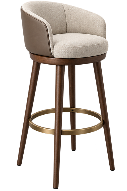 Modern Cream & Walnut Bar Stool