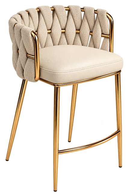 Luxury Woven Cream Bar Stool Chair