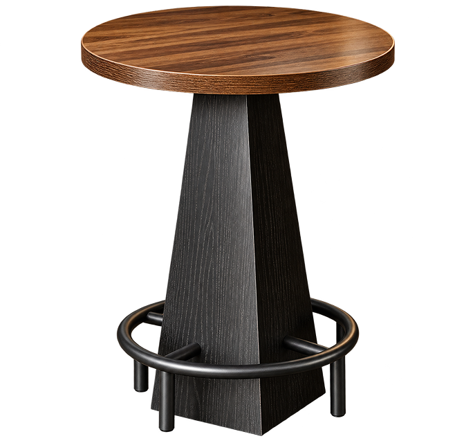 Modern Walnut Pedestal Bar Table