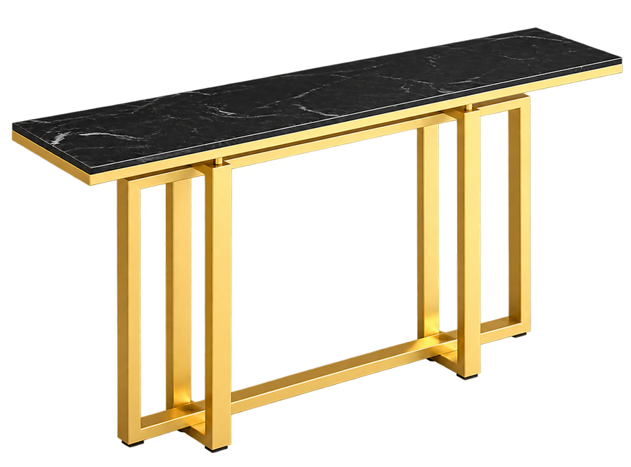 Modern Black Marble & Gold Console Table