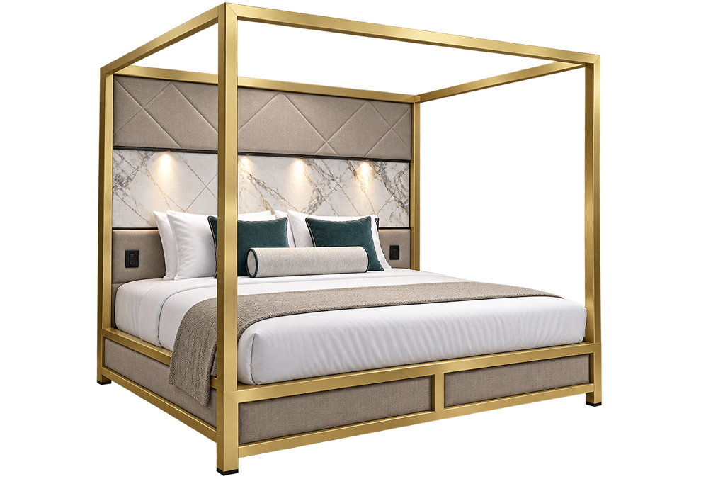 Luxury Gold Canopy Hotel Bed