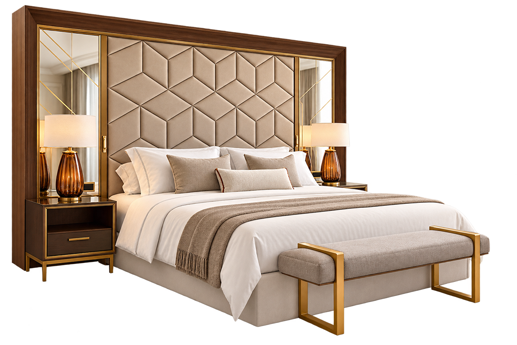 Luxury Floating Wooden Platform Bed