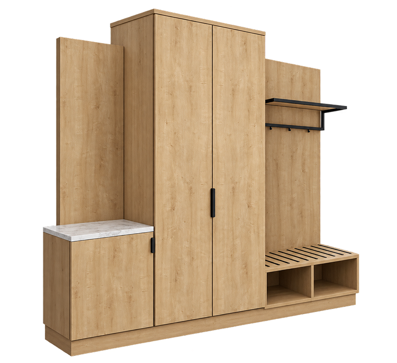 Modern Oak Hotel Wardrobe & Luggage Unit