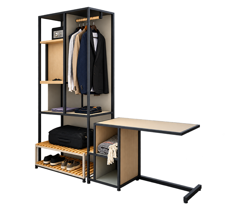 Modern Open Wardrobe with Desk Extension