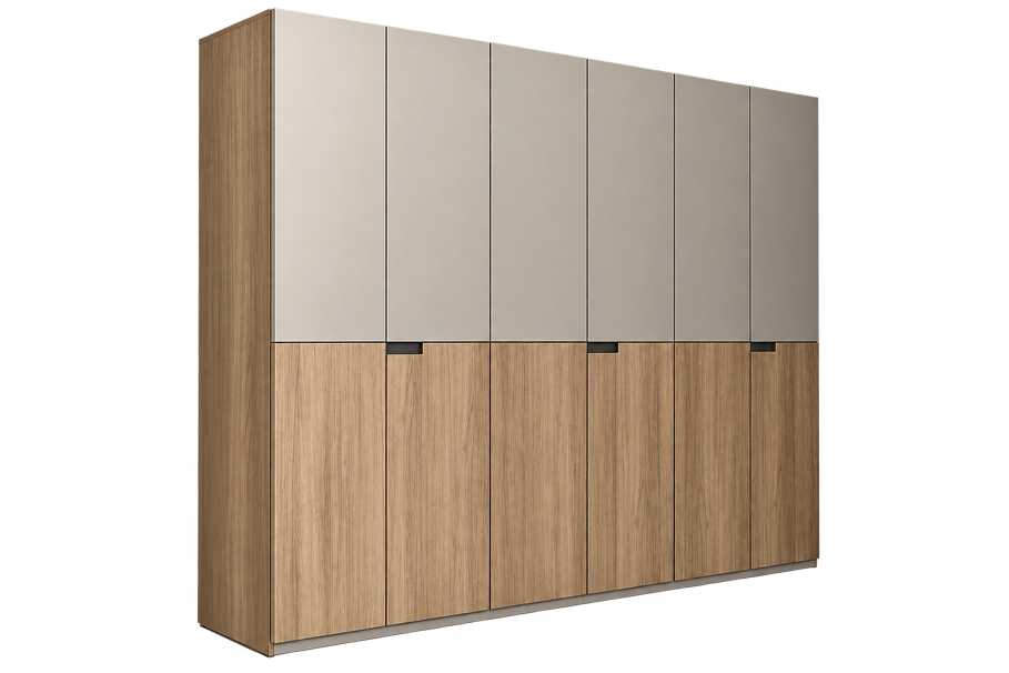 Modern Two-Tone Six-Door Wardrobe