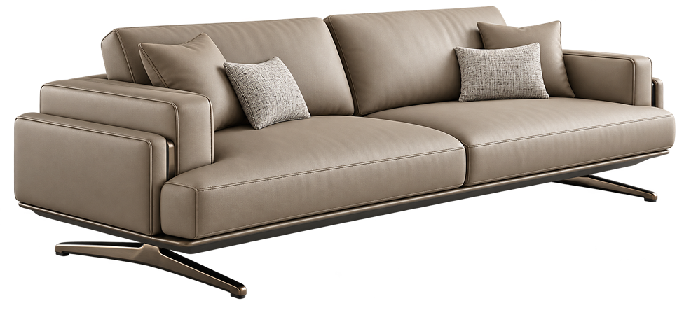 Modern Taupe Leather Sofa