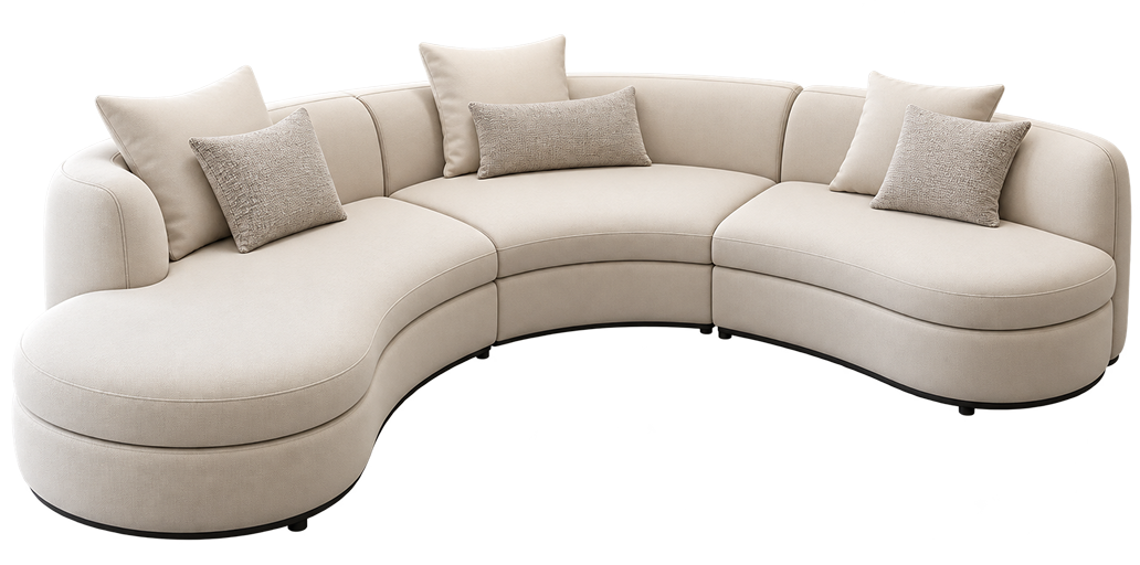 Curved Ivory Modular Sectional Sofa