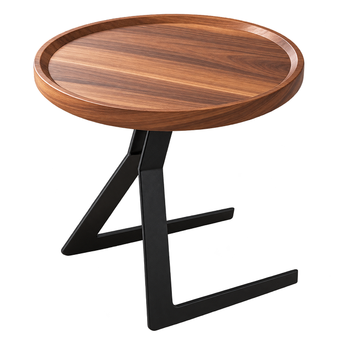 Walnut Tray-Top Z-Base Side Table