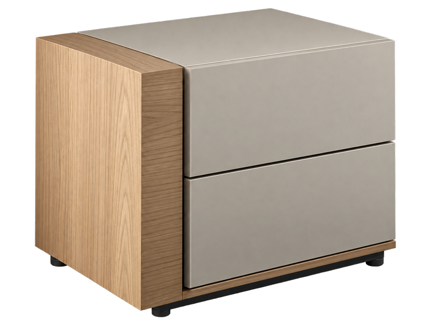 Modern Taupe & Oak Bedside Table