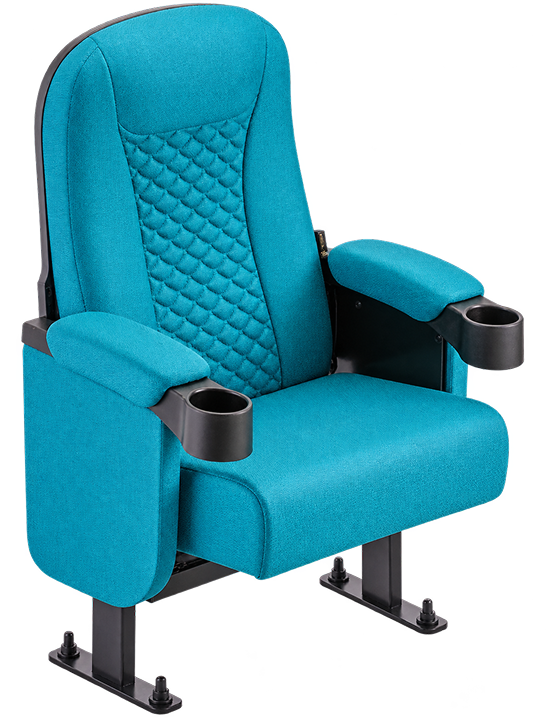 Premium Teal Quilted Auditorium Chair with Cup Holders