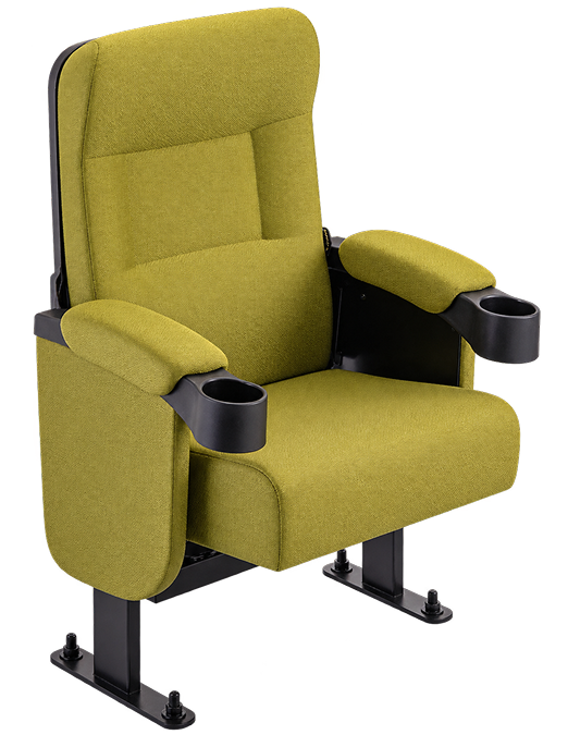 Premium Olive Green Ergonomic Auditorium Chair with Cup Holders