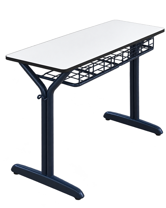 Modern Blue-Trim Student Desk-Bench