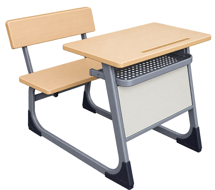 Modern Beige School Desk and Bench