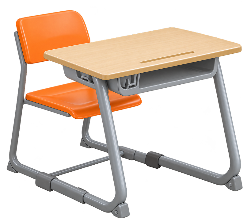 Modern Maple Desk with Orange Chair