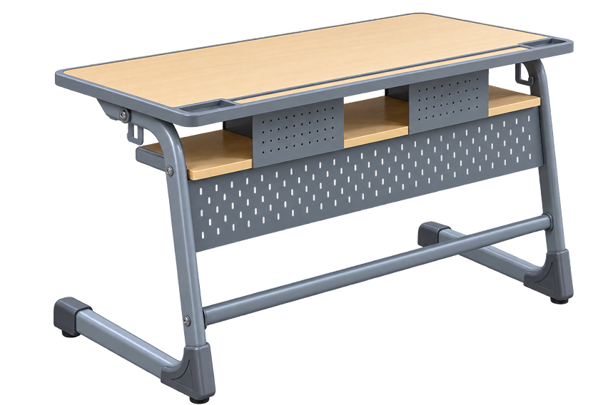 Modern Grey Perforated School Desk