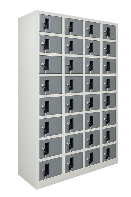 32-Door Steel Locker Cabinet – Grey
