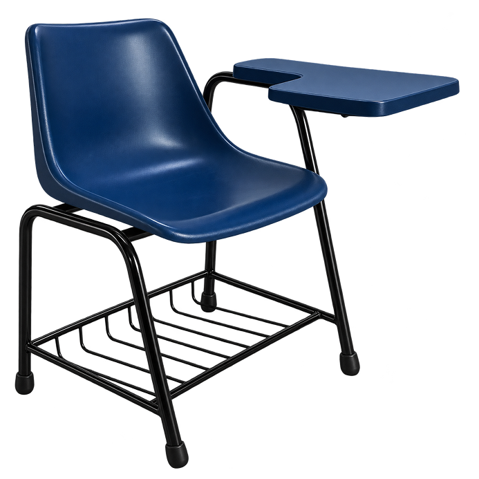 Navy Blue Training Chair with Tablet Desk & Book Rack
