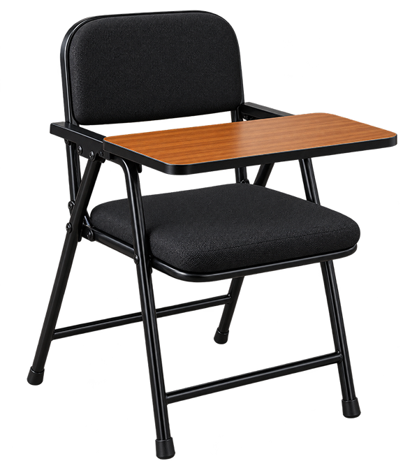 Modern Black Padded Training Chair with Tablet Desk